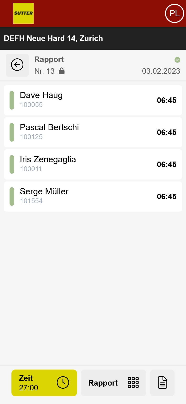 Screenshot of Sutter App